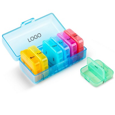 7-Day 14-Compartment Weekly Pill Organizer Detachable Morning & Evening Pill Box Food-Grade