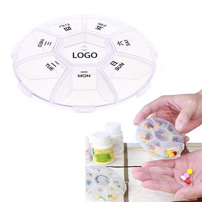 Round 7-Day Clear Portable Pill Organizer