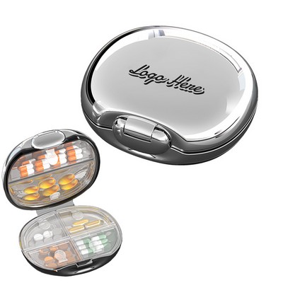 Silver-Tone Mini Pill Organizer Box